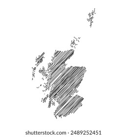 Scotland UK provinces thread map line vector illustration template