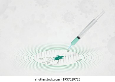 Scotland vaccination concept, vaccine injection in map of Scotland. Vaccine and vaccination against coronavirus, COVID-19. Vector template about Healthcare.