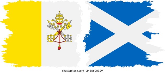 Scotland and Vatican grunge flags connection, vector