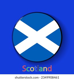 Scotland vector flag. Football europe 2024 tournament championship. Round badges of the country in the actual championship colors.