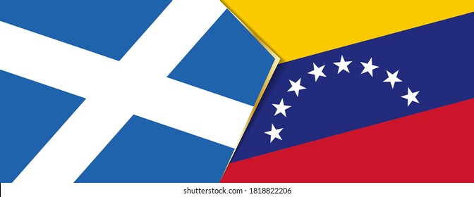 Banderas de Escocia y Venezuela, dos banderas vectoriales símbolo de relación o confrontación.