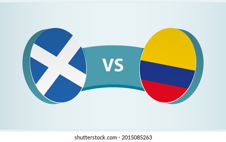 Scotland versus Colombia, team sports competition concept. Round flag of countries.