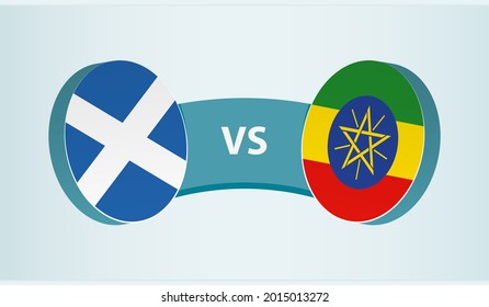 Scotland versus Ethiopia, team sports competition concept. Round flag of countries.