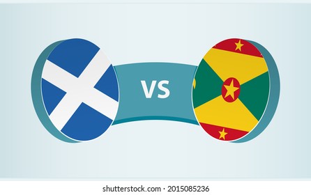 Scotland versus Grenada, team sports competition concept. Round flag of countries.