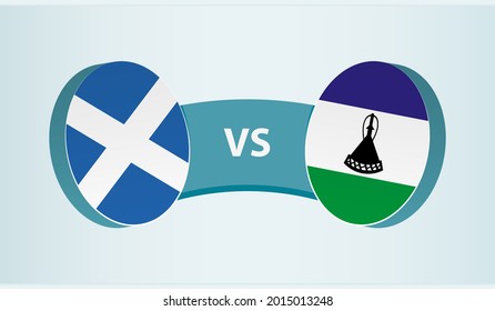 Scotland versus Lesotho, team sports competition concept. Round flag of countries.