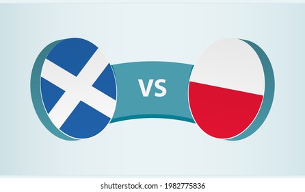 Scotland versus Poland, team sports competition concept. Round flag of countries.