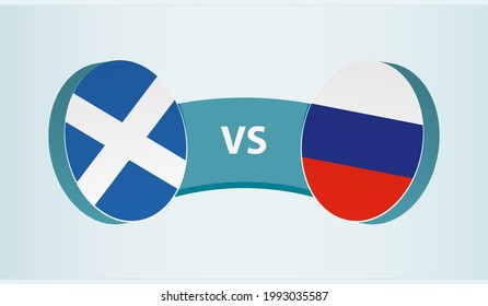 Scotland versus Russia, team sports competition concept. Round flag of countries.