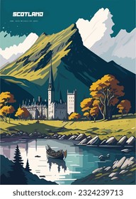 Scotland vintage poster design concept