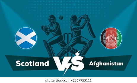 Scotland VS Afghanistan , Scotland Vs Scotland cricket match , Cricket match concept with creative illustration.eps