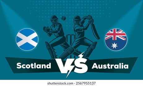 Scotland VS Australia Match , Australia Vs Scotland  cricket match , Cricket match concept with creative illustration.eps