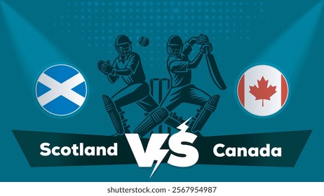 Scotland VS Canada , Canada Vs Scotland cricket match , Cricket match concept with creative illustration.eps