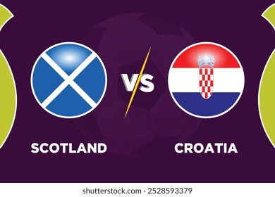 Conceito de partida de futebol da Escócia contra a Croácia. Ilustração vetorial do design.
Jogo de futebol SCO VS CRO.