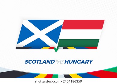 Scotland vs Hungary in Football Competition, Group A. Versus icon on Football background. Sport vector icon.