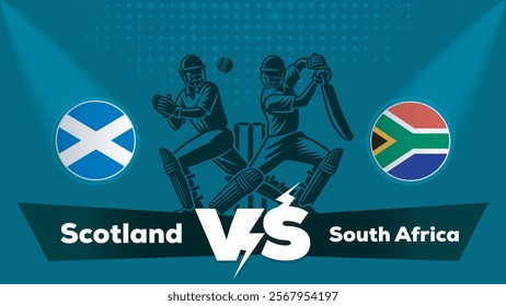 Scotland VS South Africa , South Africa Vs Scotland cricket match , Cricket match concept with creative illustration.eps