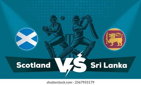 Scotland VS Sri Lanka , Sri Lanka Vs Scotland cricket match , Cricket match concept with creative illustration.eps