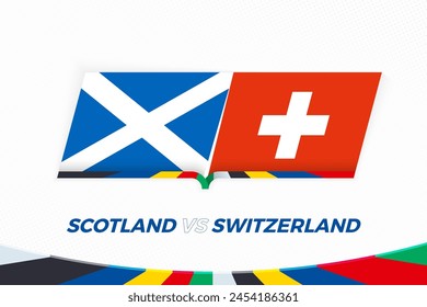 Scotland vs Switzerland in Football Competition, Group A. Versus icon on Football background. Sport vector icon.