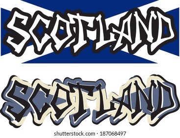 Scotland word graffiti different style. Vector illustration.