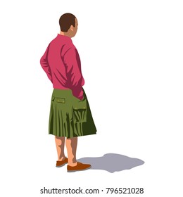 Scotsman in a pink jacket standing on the street