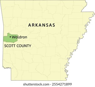 Scott County and city of Waldron location on Arkansas state map