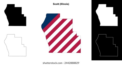 Scott county (Illinois) outline map set