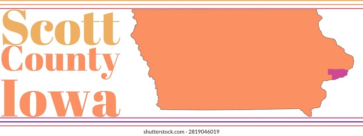 Scott County Iowa Highlighted on State Map