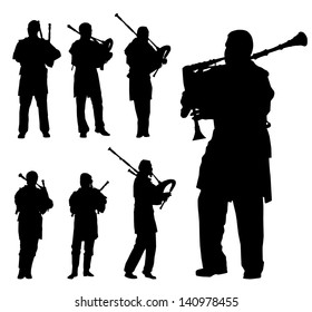 323 Bagpiper playing silhouette Images, Stock Photos & Vectors ...