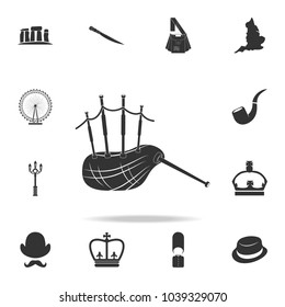 Scottish bagpipes icon. Detailed set of United Kingdom culture icons. Premium quality graphic design. One of the collection icons for websites, web design, mobile app on white background
