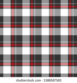 Scottish black and white plaid checkered vector pattern.EPS 10