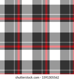 Scottish black and white plaid checkered vector pattern.EPS 10