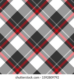Scottish black and white plaid checkered vector pattern.EPS 10
