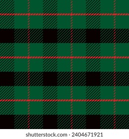 Scottish cage pattern for Christmas and New Year designs. Dark blue, red, green, yellow plaid plaid for flannel shirt. Festive winter textile print.