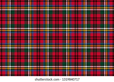 Scottish cell. Seamless vector cage pattern. Repeating. Red and green.