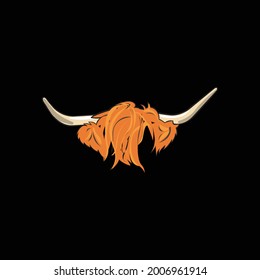 scottish cow mascot illustration .. highland cattle mascot vector drawing 