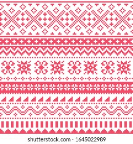 Scottish Fair Isle style traditional knit vector seamless pattern, Shtelands knitwear repetitive design. Vibrant textile folk art background inspired by traditional patterns from Scotalnd, GB
