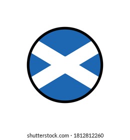 Bandera escocesa en círculo Sobre un fondo blanco
