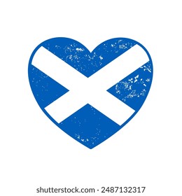 Scottish flag heart with grunge effect- vector illustration