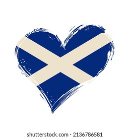 Scottish flag heart-shaped grunge background. Vector illustration.