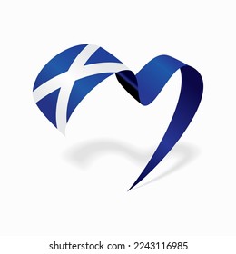 Scottish flag heart-shaped wavy ribbon. Vector illustration.