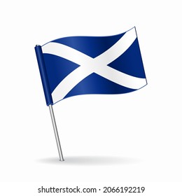 Scottish flag map pointer layout. Vector illustration.