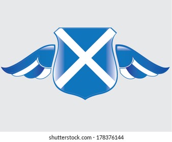scottish  flag on shield with wings