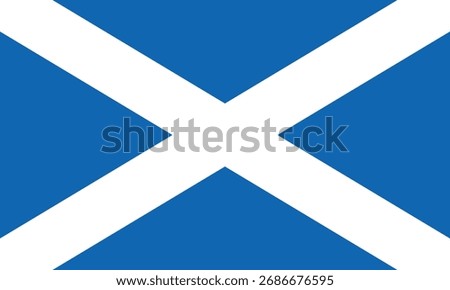Scottish flag, Saint Andrew’s Cross, white diagonal cross on blue field, symbol of Scotland’s national pride, heritage, and identity.