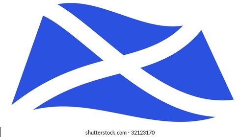 Scottish Flag, Saltire, Cross Of St. Andrew Perspective Vector.