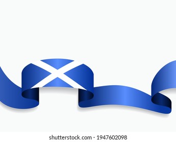 Scottish flag wavy abstract background. Vector illustration.