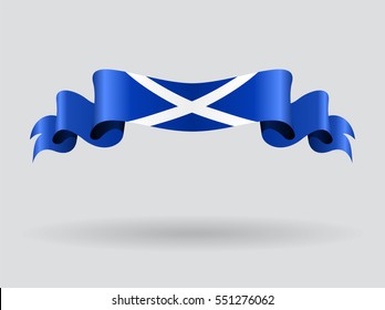 Scottish flag wavy abstract background. Vector illustration.