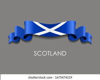 Scottish Flag Wavy Ribbon Background. Vector Illustration.