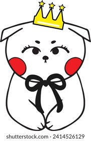 Scottish fold cat with a crown and bow