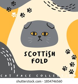 Scottish Fold : Cat face collection : Vector Illustration