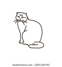 Scottish fold cat line icon. Farm animals. Pictogram for web page, mobile app, promo.