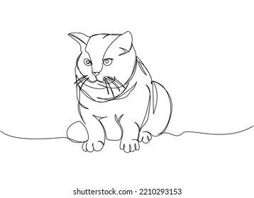 Scottish Fold Cat one line art. Continuous line drawing of pet, mammal, kitten, purebred, breed, friendship, kitty, friend, pedigree, character.