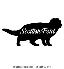 Scottish Fold. cat silhouette, cat, cat breeds, logo, vector, silhouette,  animal, illustration, icon, sign, design, black, symbol, pet, love
